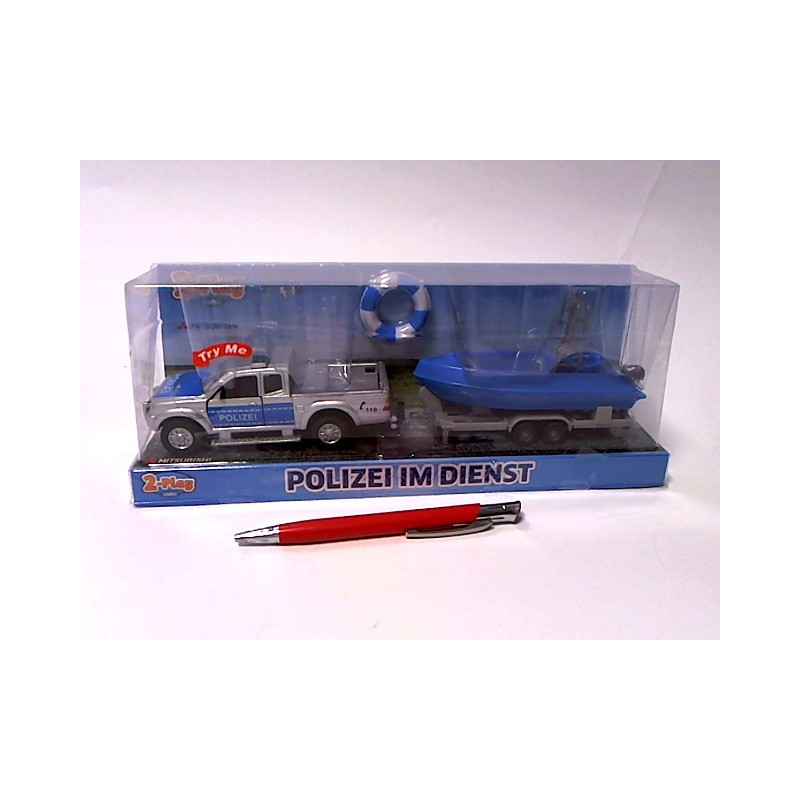 Auto policja 12cm św/dźw z łodzią 510614 18259