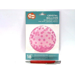 Balon 18" kryształ.różowe grochy KR-18RG 29700