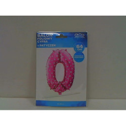 Balon foliowy Cyfra0 róż/serca 61cm HS-C26R0 05827