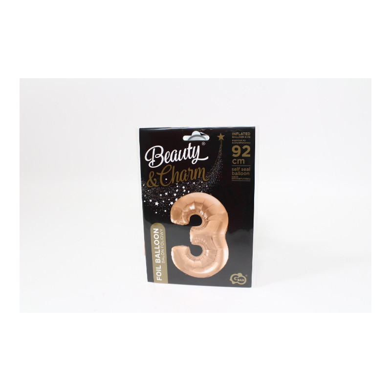Balon foliowy Cyfra3 róż+zł 92cm HS-C45RZ3 06282