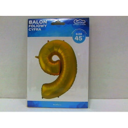Balon foliowy Cyfra9 złotamat 92cm HS-C45ZM9 06602