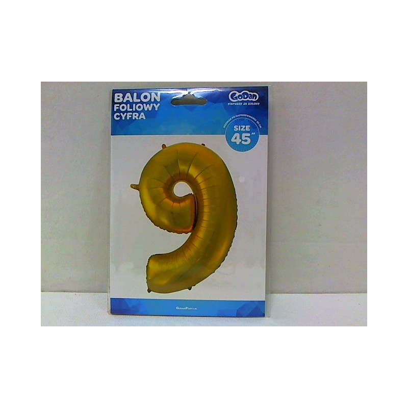 Balon foliowy Cyfra9 złotamat 92cm HS-C45ZM9 06602