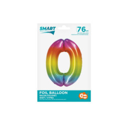Balon foliowy Smart Cyfra0 tęcza76cm CH-STC0 45380