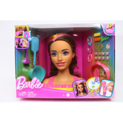 Barbie głowa do styliz.neon brązowe włosy HMD80