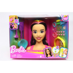 Barbie głowa do styliz.neon czarne włosy HMD81