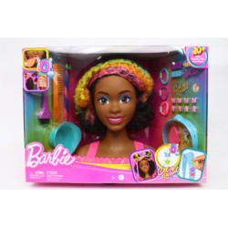 Barbie głowa do stylizacji neonowa kręcone HMD79