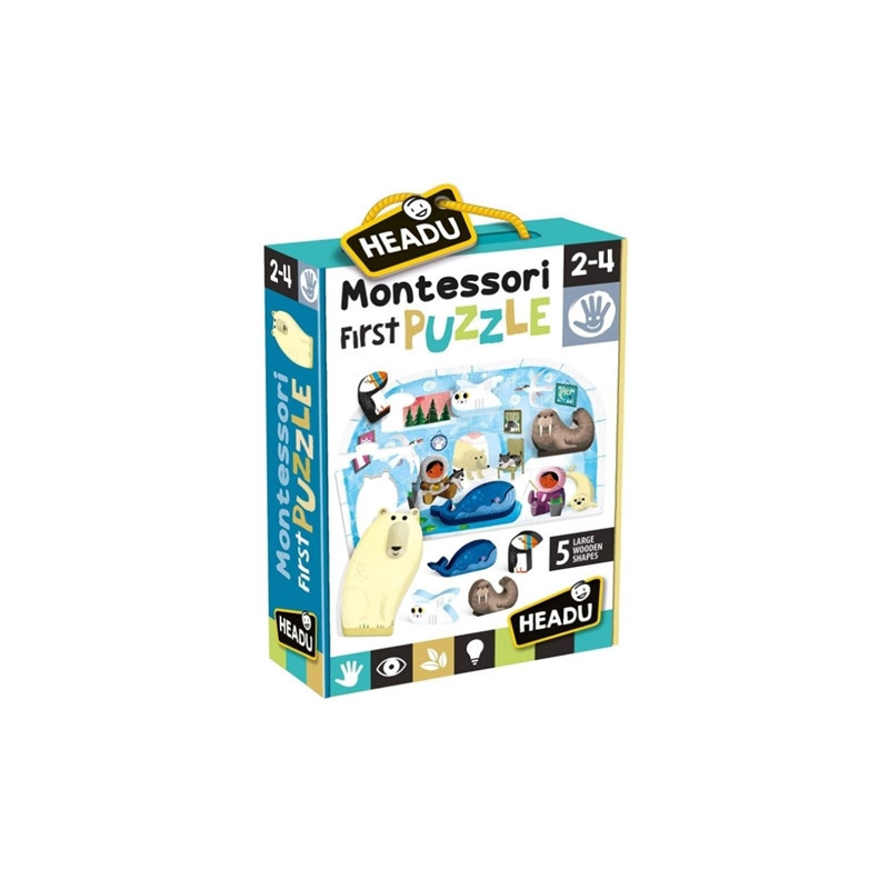 HEADU Puzzle biegunpółnocny+figurki wiek 2-4 24711