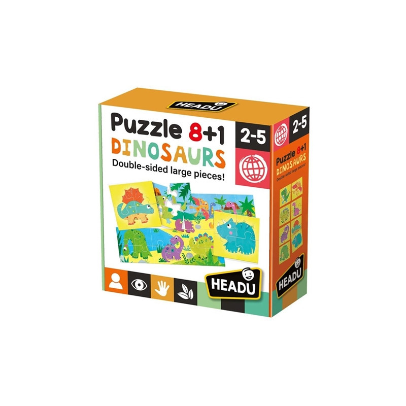 HEADU Puzzle dinozaury 8 + 1 wiek 2-5 22243