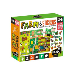 HEADU Puzzle z naklejkami farma wiek 3-6 24926