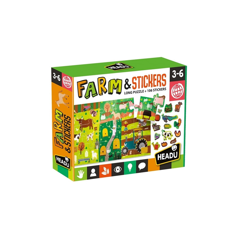 HEADU Puzzle z naklejkami farma wiek 3-6 24926