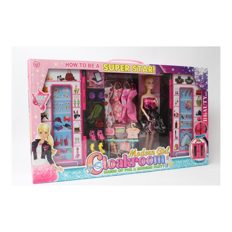 Lalka + zestaw garderoba - szafa DSJ928-1 07109