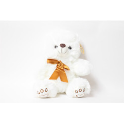 Miś biały z brązową kokardką średni 04118 41182