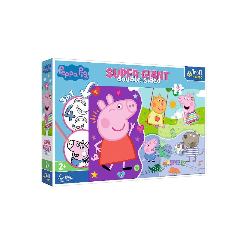 PUZZLE 15 GIANT Poznaj wesołą Świnkę Peppę 42003