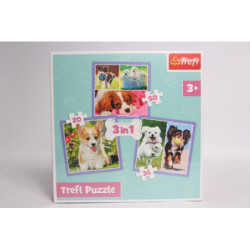 PUZZLE 3w1 Urocze pieski 34854