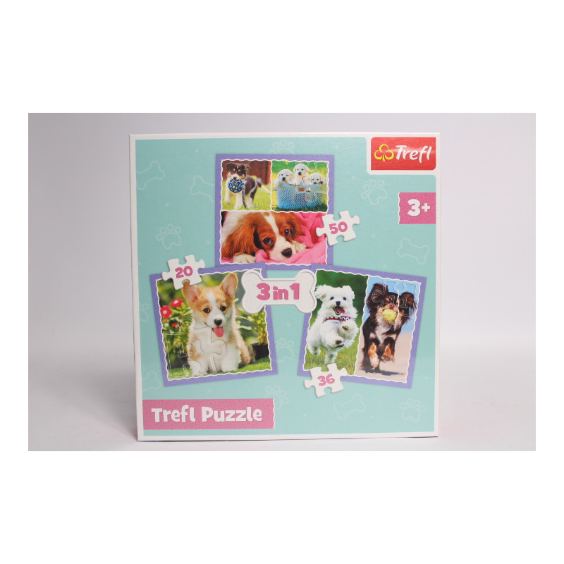 PUZZLE 3w1 Urocze pieski 34854