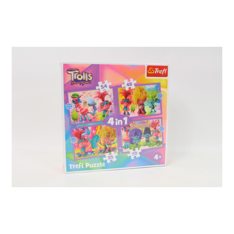 PUZZLE 4w1 Przygody kolorowych Trolli 34622
