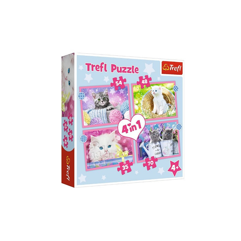PUZZLE 4w1 Zabawne kotki 34396