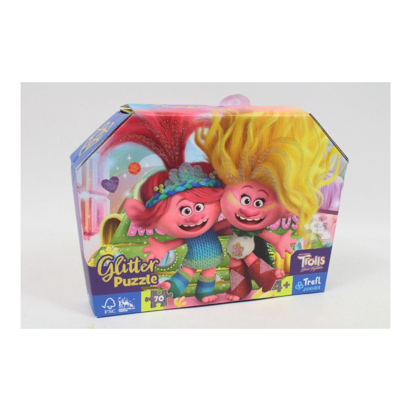 PUZZLE 70 Glitter w kuferku brokatowe Trolle 53021