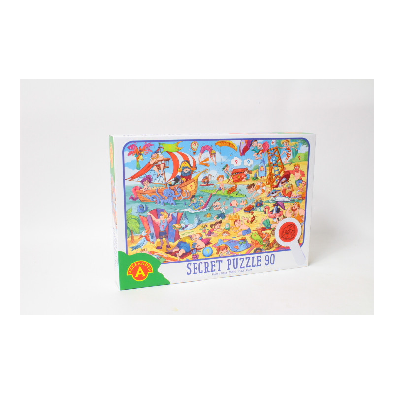 Puzzle obserwacyjne z lupą 90 elem. Plaża 27556