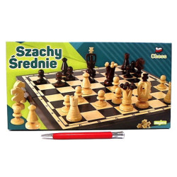 Szachy średnie drewniane 31cm 30025