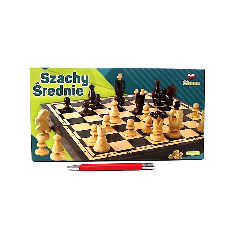 Szachy średnie drewniane 31cm 30025