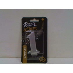 Świeczka B_C Cyfra1 metal srebro 8cm PF-SCS1 24477