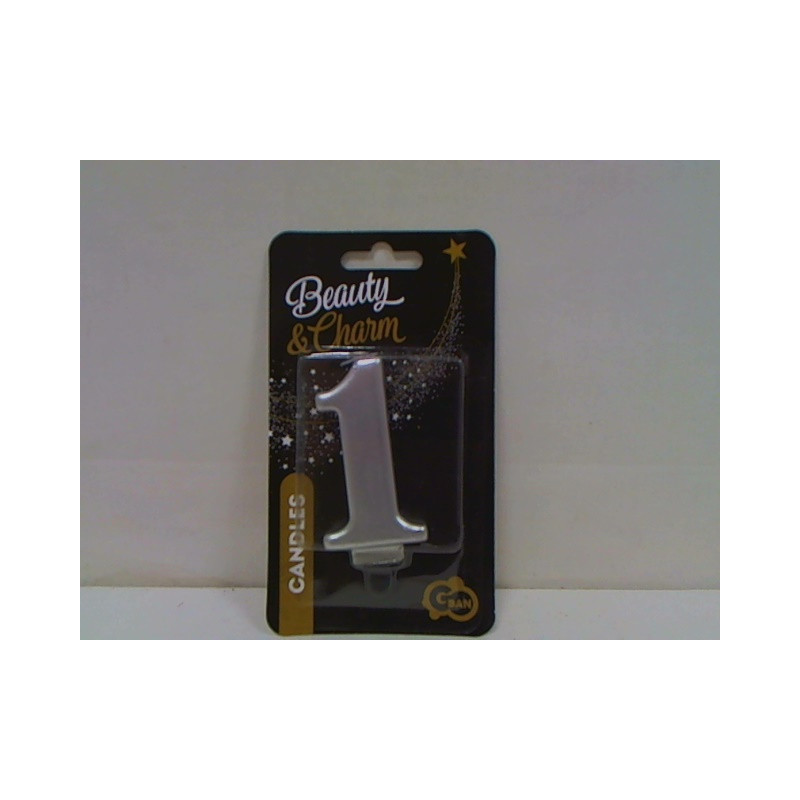 Świeczka B_C Cyfra1 metal srebro 8cm PF-SCS1 24477