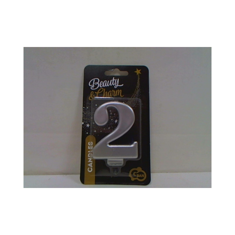 Świeczka B_C Cyfra2 metal srebro 8cm PF-SCS2 24491