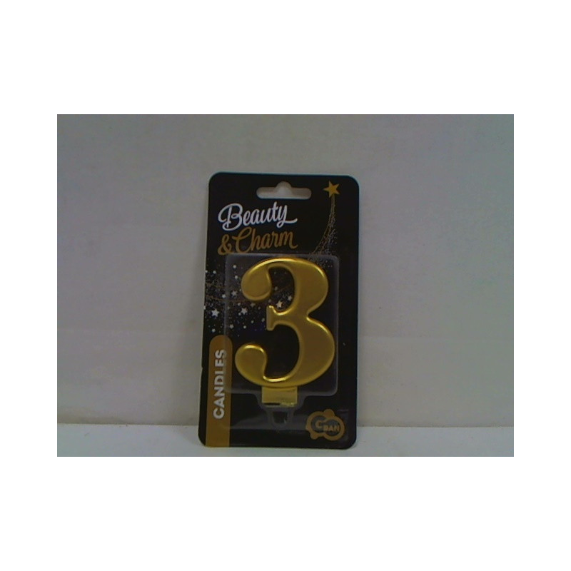 Świeczka B_C Cyfra3 metal złota 8cm PF-SCZ3 24316
