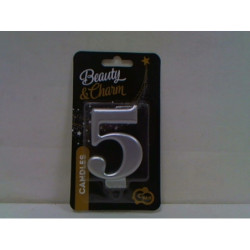 Świeczka B_C Cyfra5 metal srebro 8cm PF-SCS5 24538