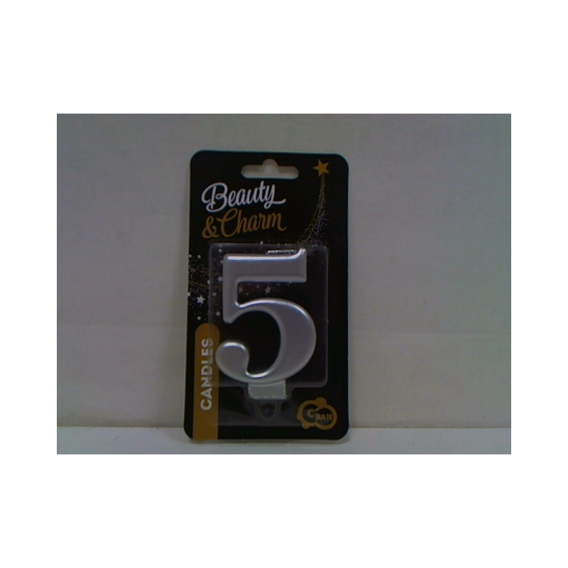 Świeczka B_C Cyfra5 metal srebro 8cm PF-SCS5 24538