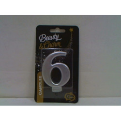 Świeczka B_C Cyfra6 metal srebro 8cm PF-SCS6 24576