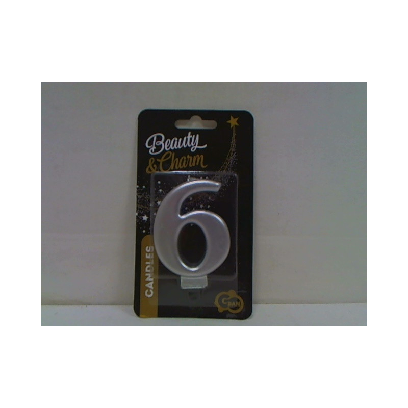 Świeczka B_C Cyfra6 metal srebro 8cm PF-SCS6 24576
