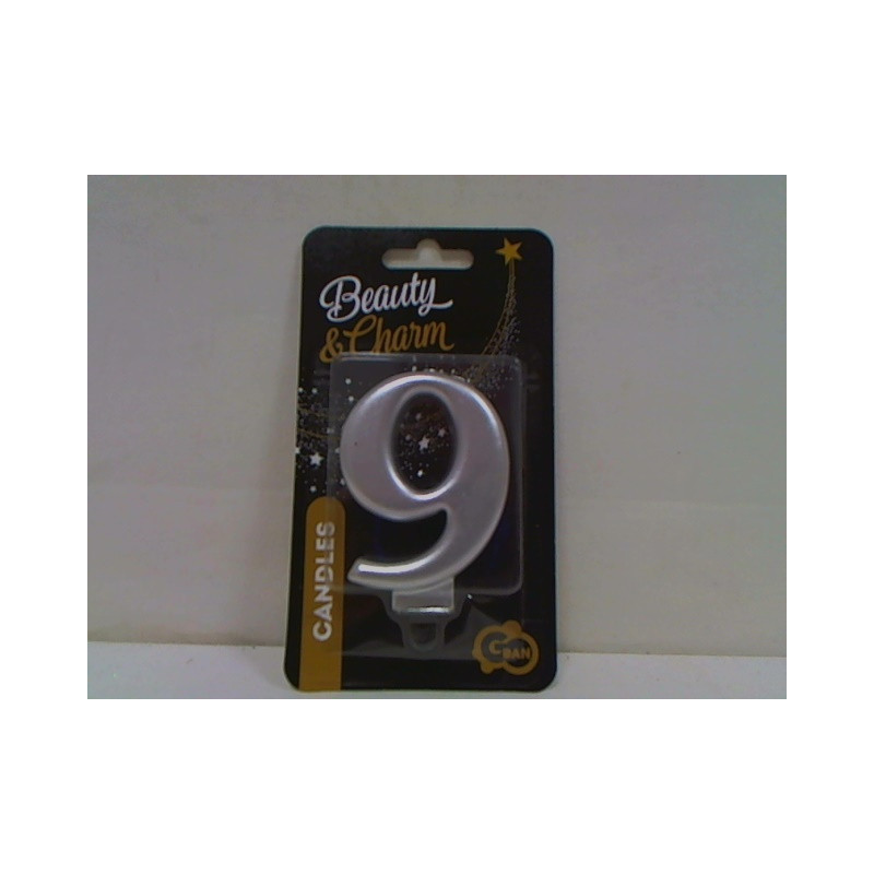 Świeczka B_C Cyfra9 metal srebro 8cm PF-SCS9 24637