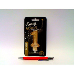 Świeczka B_C złoty kontur Cyferka1 PF-SCZK1 03724