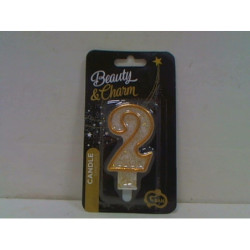 Świeczka B_C złoty kontur Cyferka2 PF-SCZK2 03748