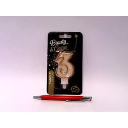 Świeczka B_C złoty kontur Cyferka3 PF-SCZK3 03762.