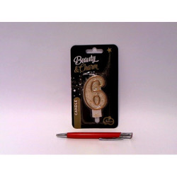 Świeczka B_C złoty kontur Cyferka6 PF-SCZK6 03823