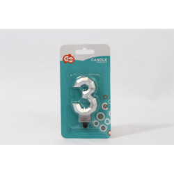 Świeczka cyfra 3 Diament met srebrny PF-SDS3 63254