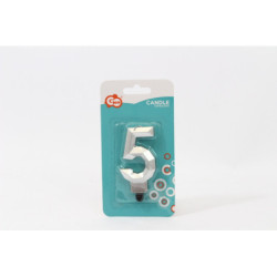 Świeczka cyfra 5 Diament met srebrny PF-SDS5 63292