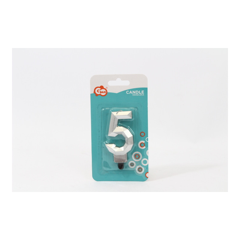 Świeczka cyfra 5 Diament met srebrny PF-SDS5 63292