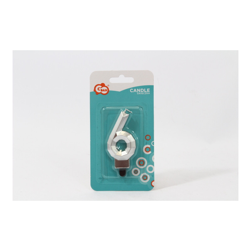 Świeczka cyfra 6 Diament met srebrny PF-SDS6 63315