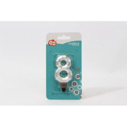 Świeczka cyfra 8 Diament met srebrny PF-SDS8 63353