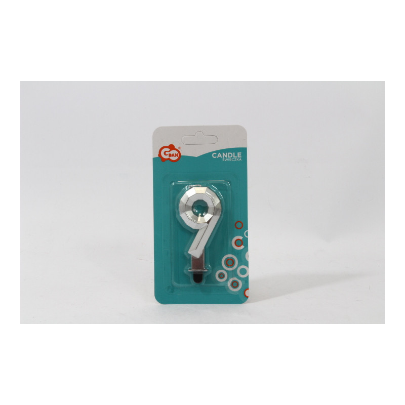 Świeczka cyfra 9 Diament met srebrny PF-SDS9 63377