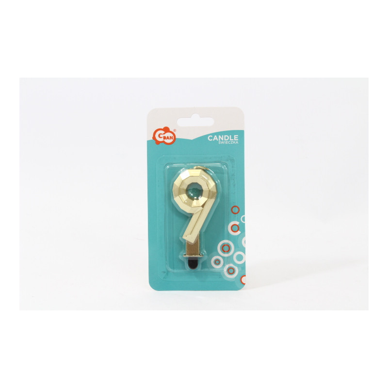 Świeczka cyfra 9 Diament met złoty PF-SDZ9 63179