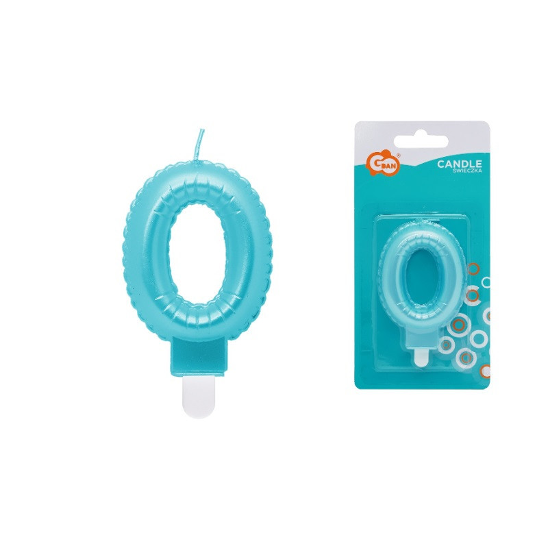 Świeczka Cyfra0 perła j.niebieska SF-PJN0 73956