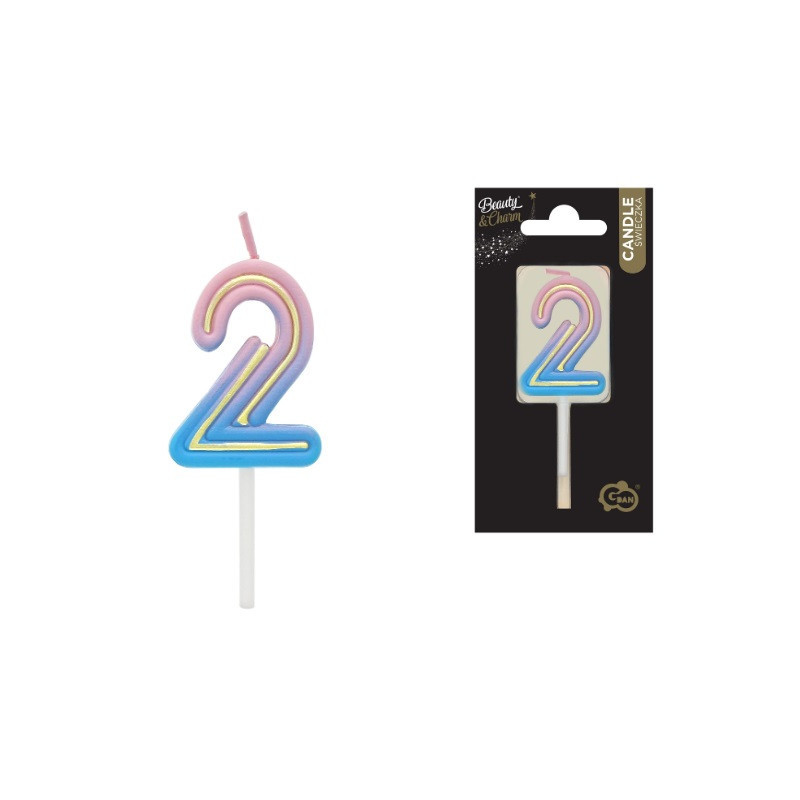 Świeczka Cyfra2 B_C neon 7C-SCN2 62073