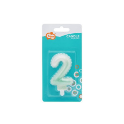 Świeczka Cyfra2 ombre perła bia-ziel SF-PBZ2 75004