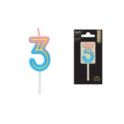 Świeczka Cyfra3 B_C neon 7C-SCN3 62080