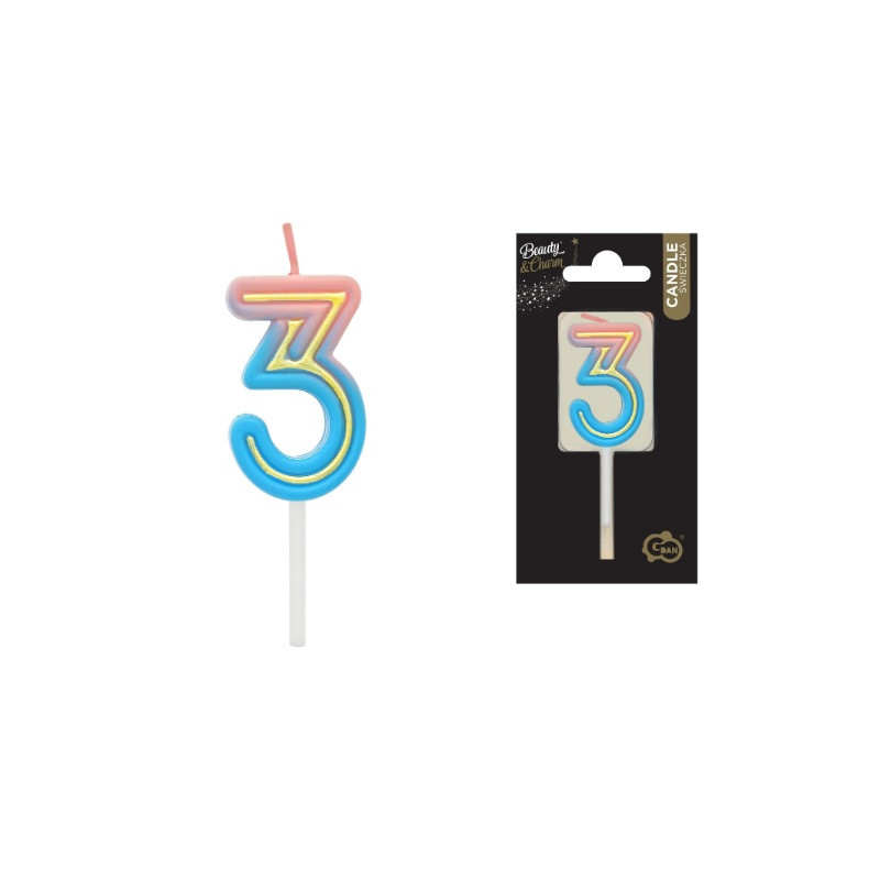 Świeczka Cyfra3 B_C neon 7C-SCN3 62080